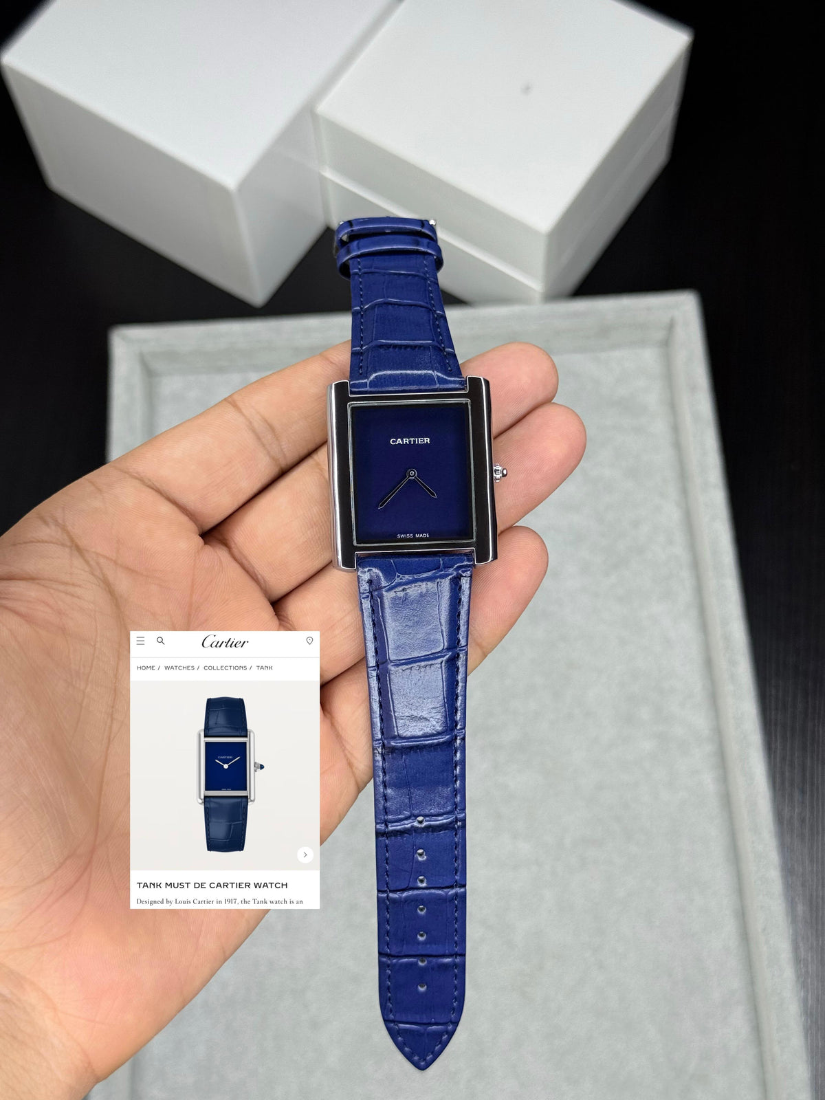Cartier Tank Quartz Blue
