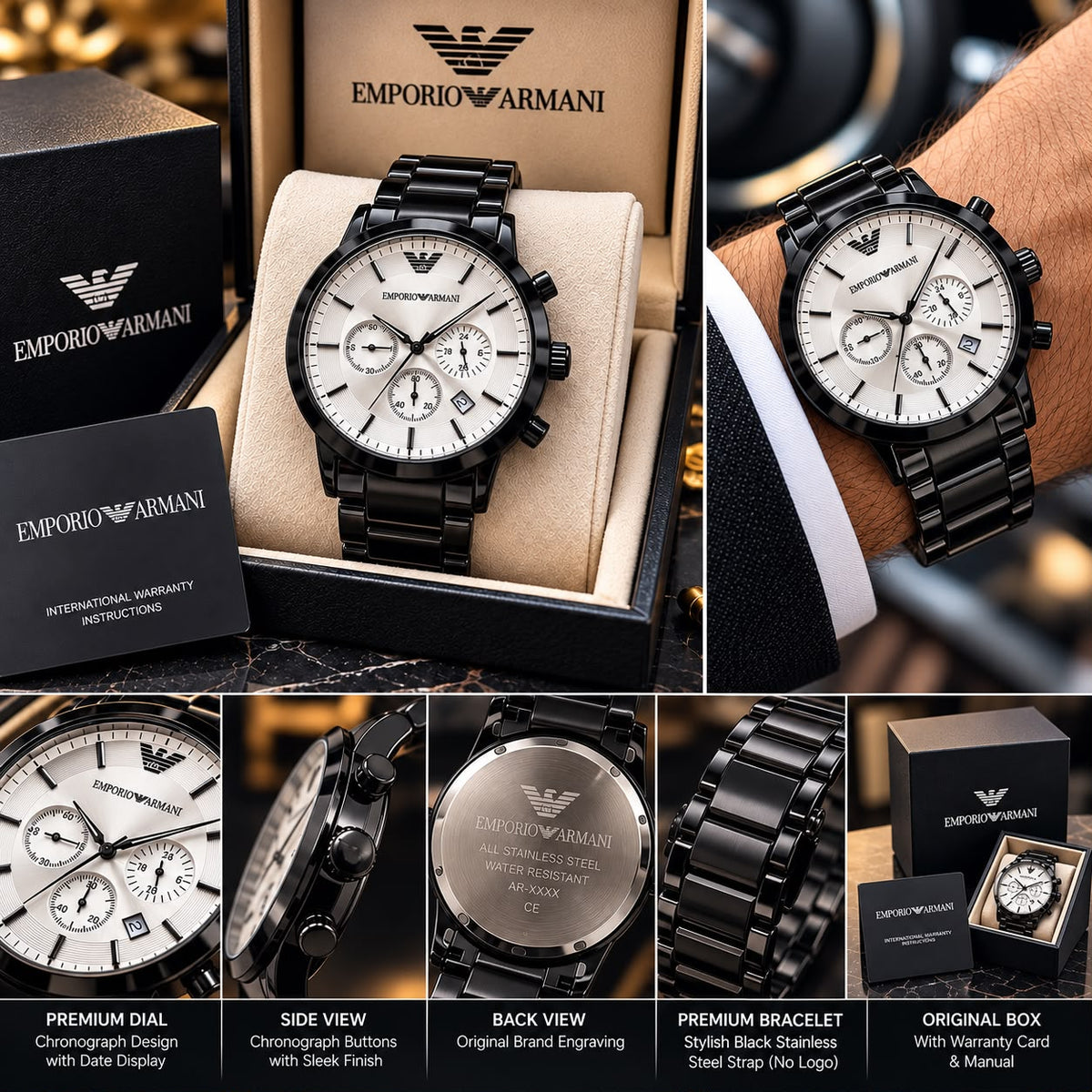 Emporio Armani Glowing Chronograph Watch. - ZypherPremium