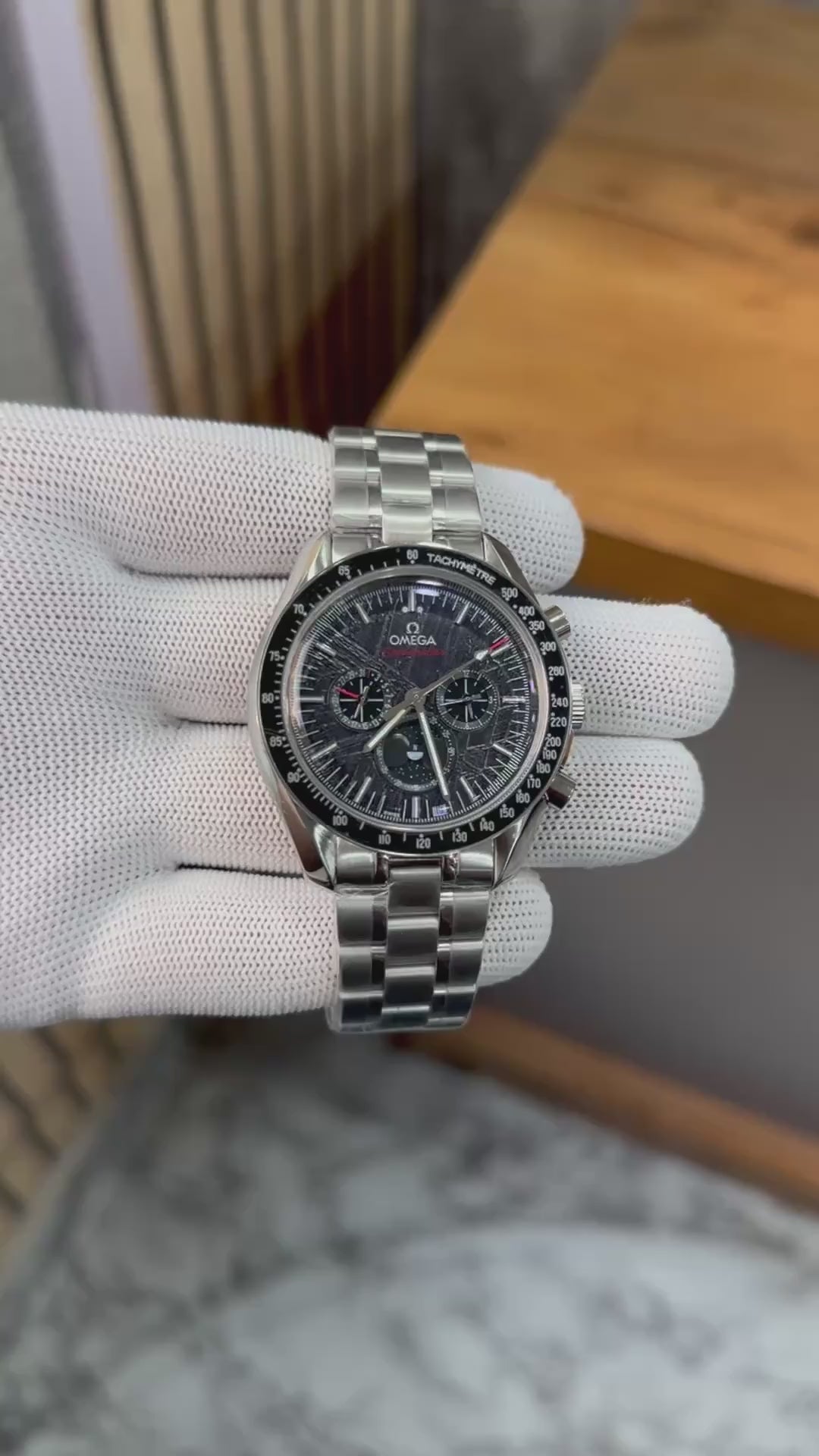 OMEGA Speedmaster Moonphase Meteorite Dial