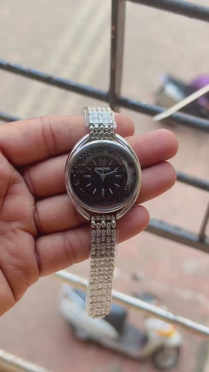 Swarovski Crystalline Oval Black Bracelet Watch