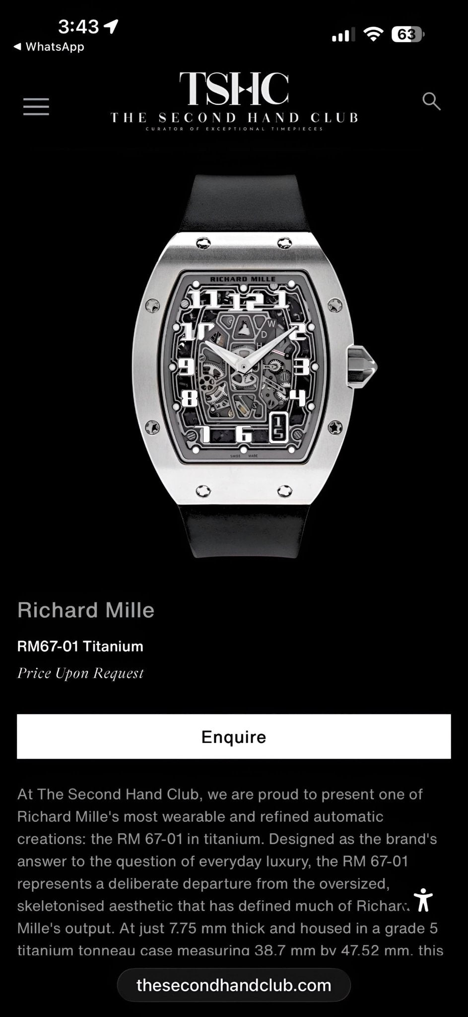 Richard Millie Skeleton Automatic - ZypherPremium