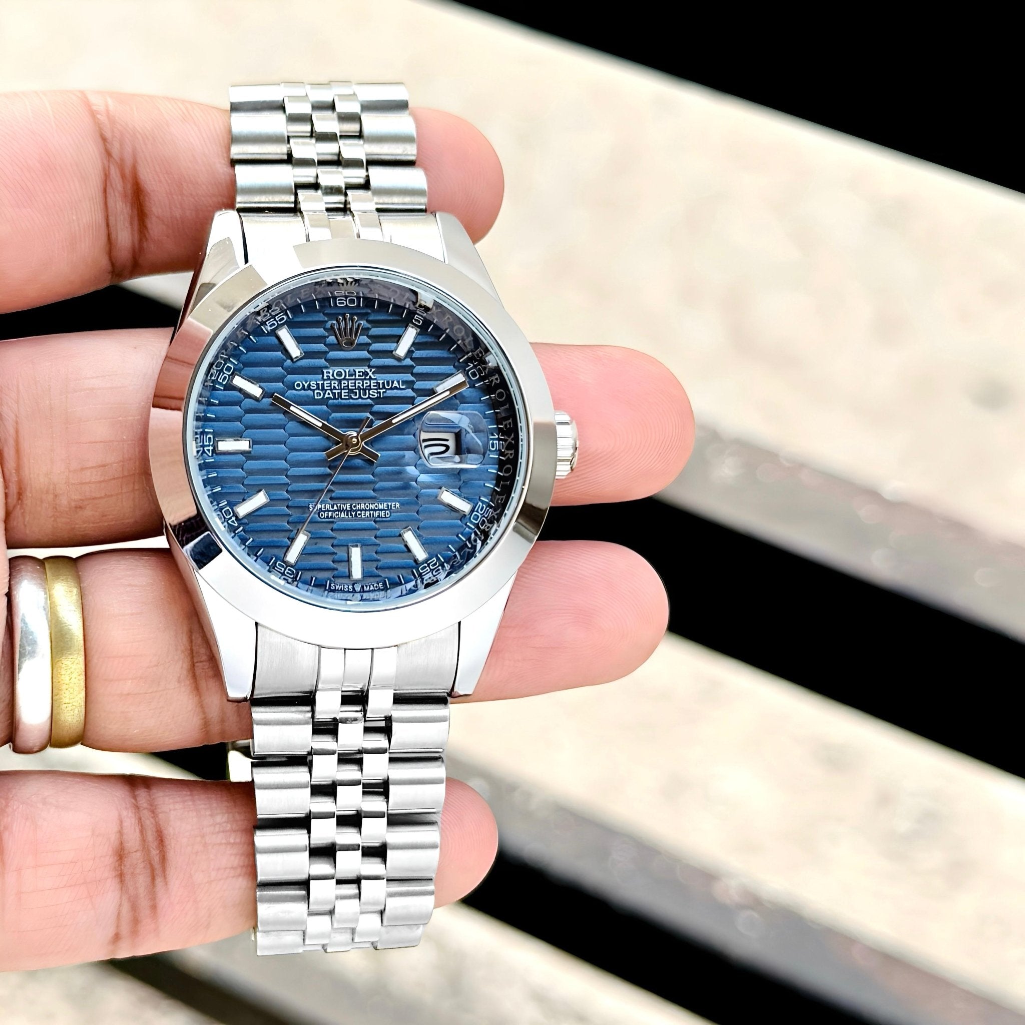 Rolex Date-Just Bright blue - ZypherPremium