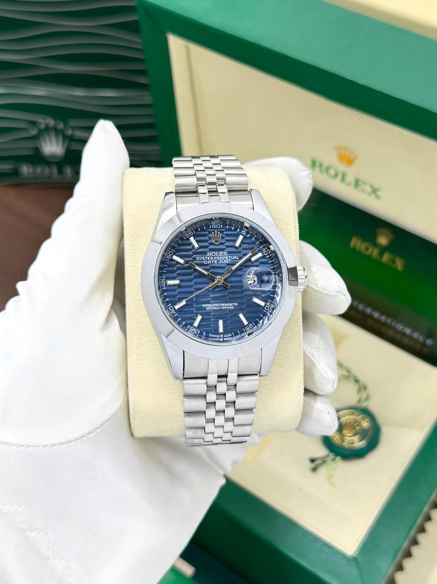 Rolex Date-Just Bright blue - ZypherPremium